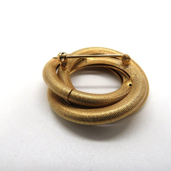 Vintage Sarah Coventry Brooch Twisted Circle Gold Tone Swirl Coiled Pin - Picture 9 of 11